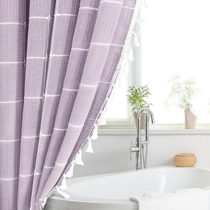 Gibelle Lavender Boho Farmhouse Shower Curtain for Bathroom 72x72