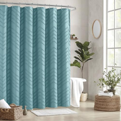 Teal Boho Fabric Shower Curtain 72 x 72 Inches