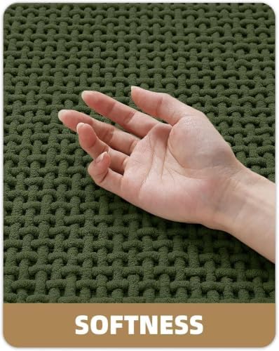 Color&Geometry 17"x29" Chenille Pile Bathroom Rugs Upgraded Denser,Green