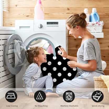 Polka Dots Shower Curtain, Black White Waterproof Fabric Shower Curtain for Bathroom with Modern Abstract Geometric Circle Bath Curtain Decor with Hooks, Machine Washable, 72''Wx84''L