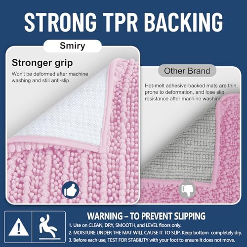 Smiry Bathroom Rugs 34X21, Extra Soft Rubber Backing Chenille Bath Mats