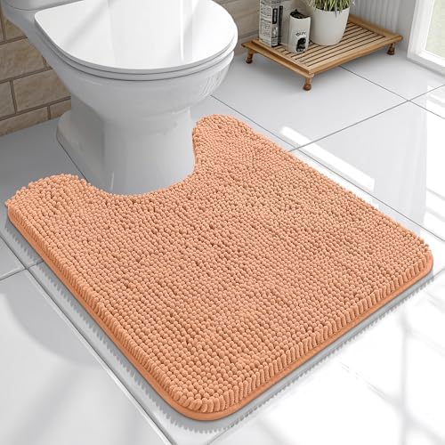 OLANLY Toilet Rugs U-Shaped 20x20, Soft Absorbent Chenille Contour Rugs