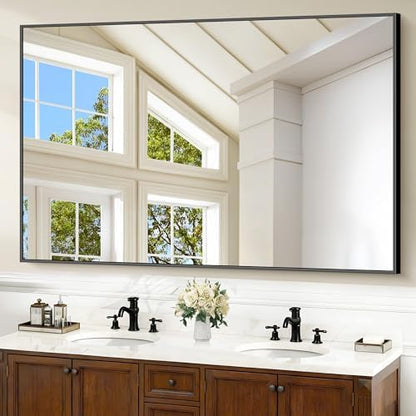 COFENY 40x60inch Black Bathroom Mirror, Black Rectangle Mirror with Frame, Large Rectangular Wall Mirrors for Bathroom, Living Room, Hair Salon, Big Farmhouse Mirror Hang Horizontal/Vertical