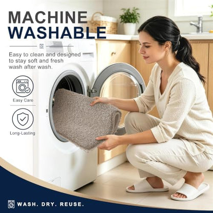 OLANLY Microfiber Small Bathroom Rugs 24x16, Ultra Soft Bath Mat, Greige