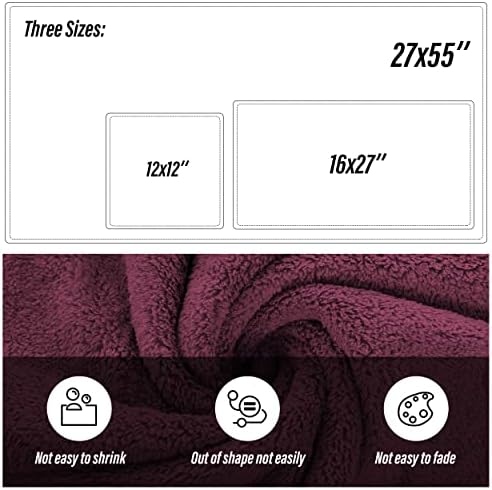MOONQUEEN Ultra Soft Microfiber Coral Velvet Towel Set - Quick Drying, 2 Bath Towels, 2 Hand Towels, 2 Washcloths - Burgundy, 6 Pcs