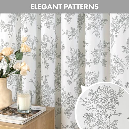Grey Floral Shower Curtain W72*L72 Inches Long