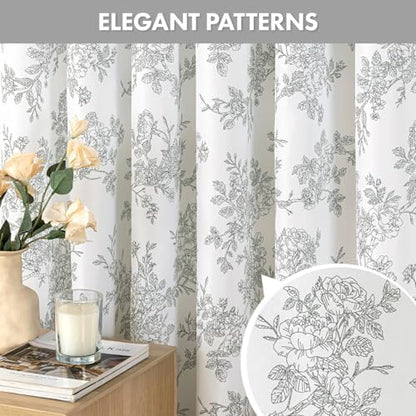 Grey Floral Shower Curtain W72*L72 Inches Long