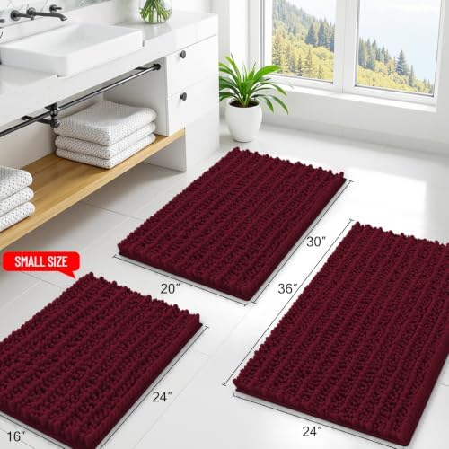 Smiry Bathroom Rugs 70X24, Extra Soft Rubber Backing Chenille Bath Mats
