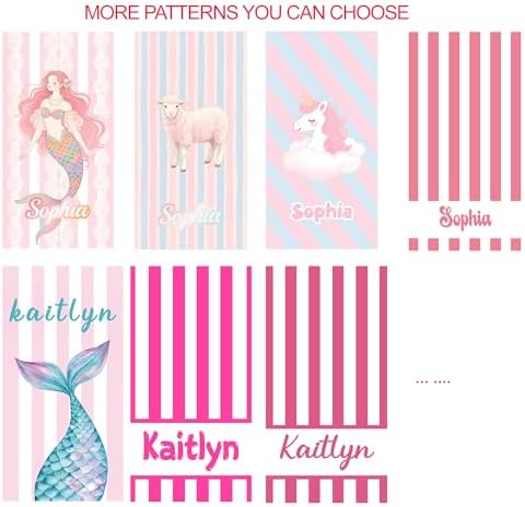 JML Personalized Beach Towel with Name, Custom Cabana Stripe Beach Towel, Customized Microfiber Pool Towel, Quick Dry & Absorbent Swim Towel for Adult,Mother's Day, Birthday, Summer Holiday,Vacation
