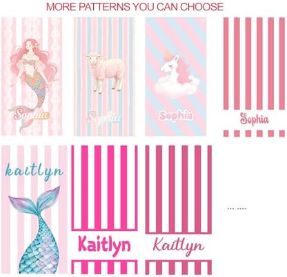 JML Personalized Beach Towel with Name, Custom Cabana Stripe Beach Towel, Customized Microfiber Pool Towel, Quick Dry & Absorbent Swim Towel for Adult,Mother's Day, Birthday, Summer Holiday,Vacation