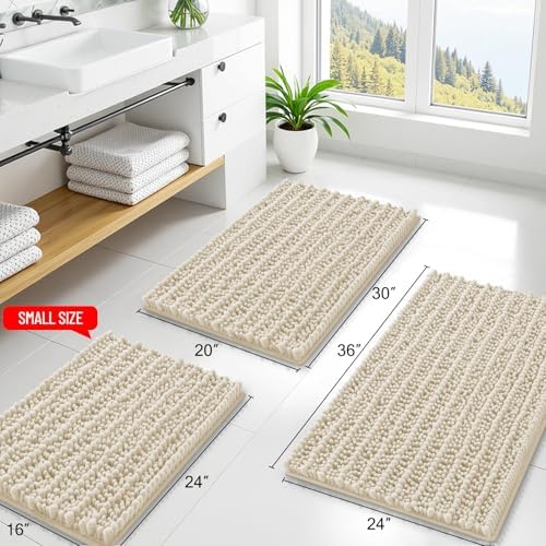 Smiry Bathroom Rugs 59X24, Extra Soft Rubber Backing Chenille Bath Mats