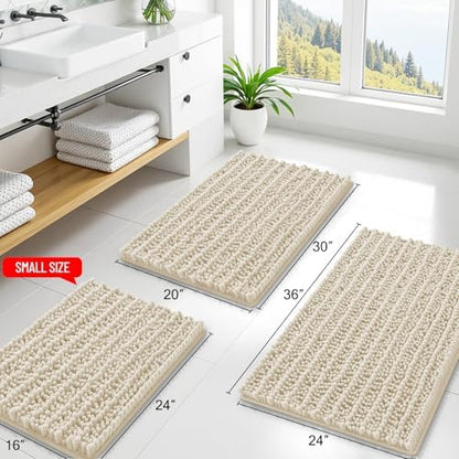 Smiry Bathroom Rugs 59X24, Extra Soft Rubber Backing Chenille Bath Mats