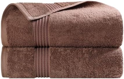 Superior Egyptian Cotton Bath Towel Set, Home Bathroom Towels, Master, Guest Bath, Decor Essentials, Quick Dry, Absorbent, Large Body Towels, Spa, Hotel, Resort, Adult, Kids, Set of 2, Mocha