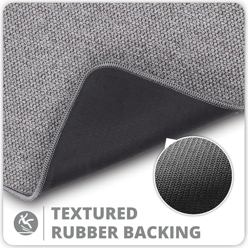 Bosap Bath Mat,Ultra Thin Bathroom Rugs,Rubber Bath Mats for Bathroom,No Slip Bath Rugs,Quick Dry,Machine Washable,Low Pile,Absorbent,Shower Outside,Sink,Home Decor Accessories.Grey,2'x3'(24x36inch)