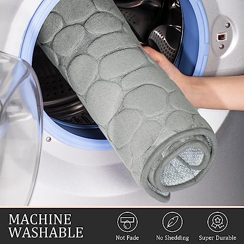 YIHOUSE Bathroom Rugs Mat Set, Memory Foam Bath Mat 3 Piece Gray