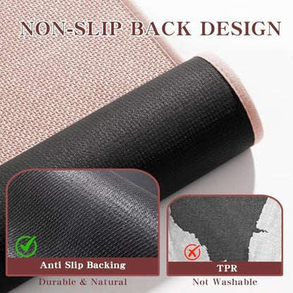 chakme Bathroom Rugs Mat 24x17, Ultra Thin Non Slip Bath Mat Small Quick Dry Absorbent Bath Mat for Bathroom Floor, (Pink, 24"x17")
