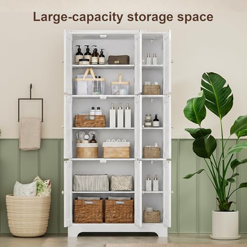 ChooChoo 63.2" Tall Bathroom Storage Cabinet with 9 Doors