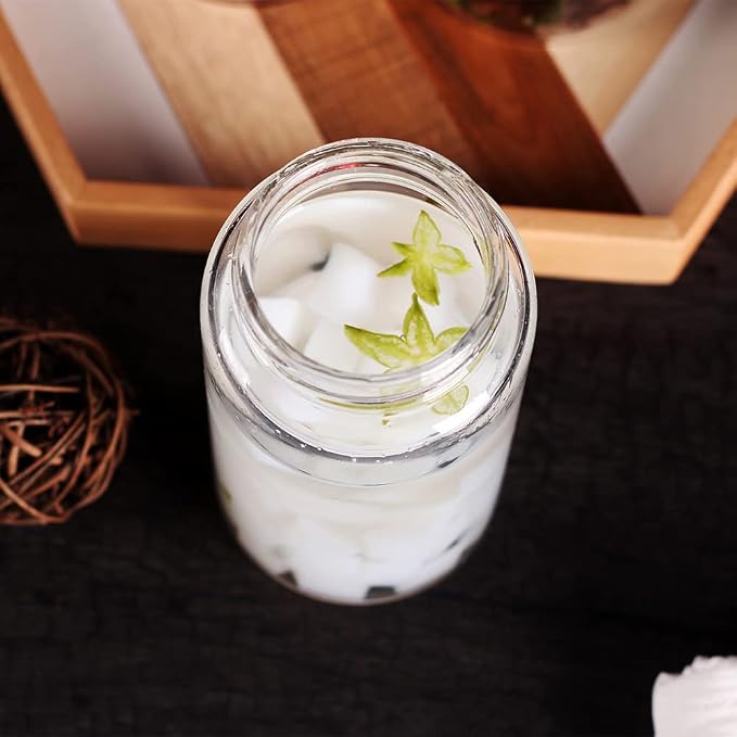 SAIOOL with Screw Cap (2-Units) kitchen jars, 580ML*2 Food Storage Canisters,Clear,Spice jars,Fermenting, Pickling, or DIY Decors and Projects, You Can even Use them for Freezing Desserts