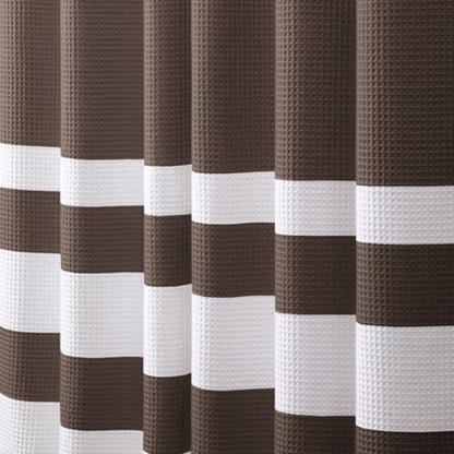 Waffle Weave Shower Curtain Heavyweight Cotton Fabric Brown 72Wx72L