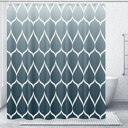 Gelbchu Geometric Shower Curtain for Bathroom, Ombre Aegean Blue, 72x72