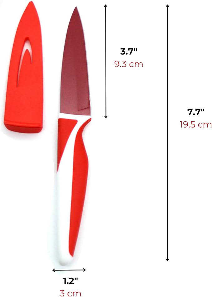 Starfrit Gourmet - Set of 4 Paring Knives with Protective Covers - Stainless Steel Blade