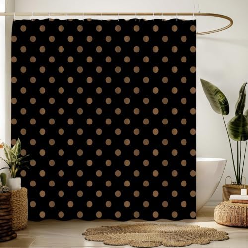 Polka Dot Shower Curtain Bathroom Decor with Hooks,75" Wx70 H