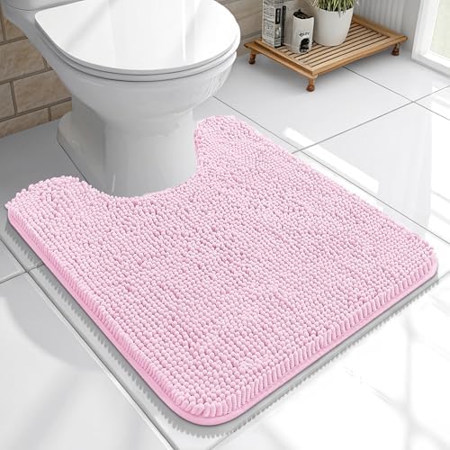 OLANLY Toilet Rugs U-Shaped 20x20, Soft Absorbent Chenille Contour Rugs