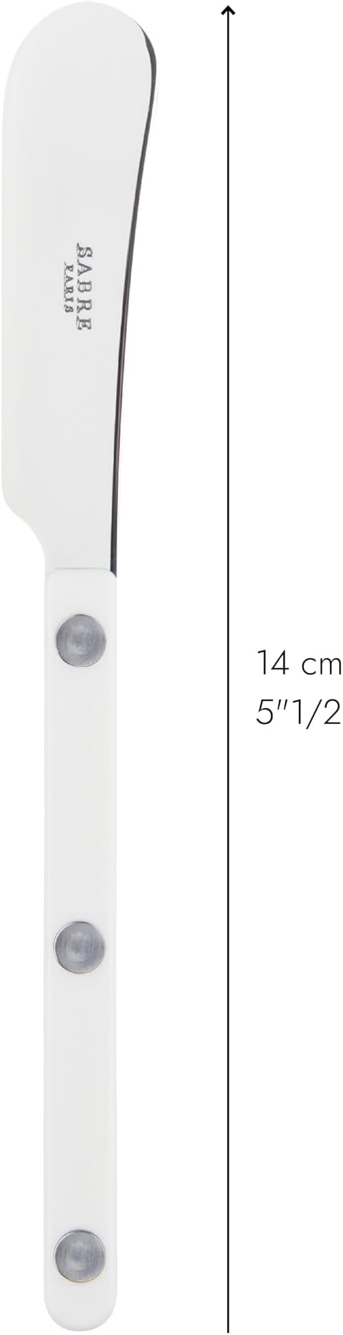 Sabre Paris - Set of 2 Spreader Knives 5.5 inches - Bistrot Collection - Perfect for Butter, Tapenades, Spreads - Stainless Steel & Nylon - Dishwasher Safe - White - Brilliant Finish