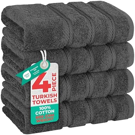 American Soft Linen 100% Cotton Luxury Turkish Towels, 4 PC Hand Towel Set