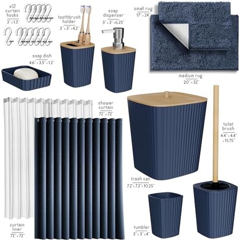 Clara Clark Bathroom Set, Bathroom Sets with Shower Curtain and Rugs