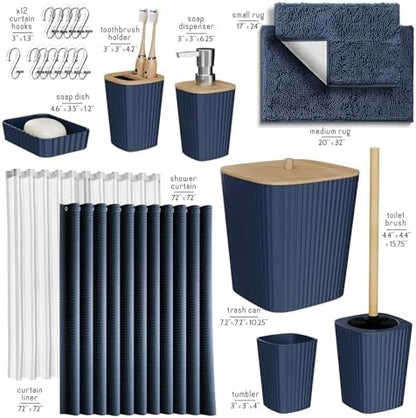 Clara Clark Bathroom Set, Bathroom Sets with Shower Curtain and Rugs