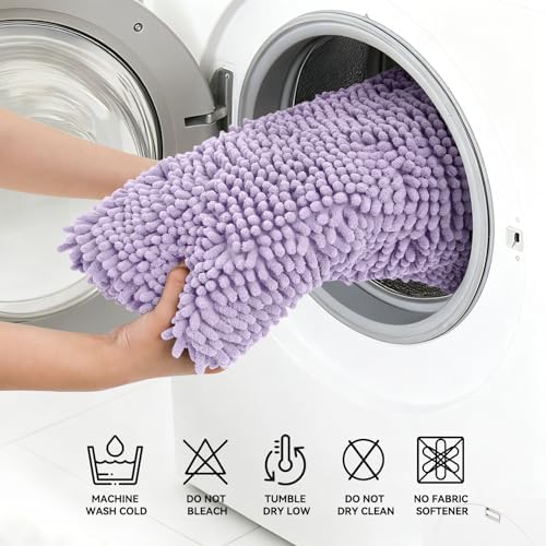 Bcoimo Small Bath Rug Mat,24x17 Extra Soft Chenille Lavender Bathroom Mats