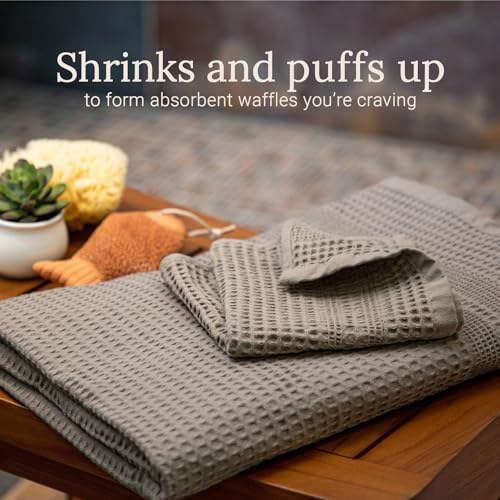 GILDEN TREE Waffle Towel Set Quick Dry Thin | 2 Bath Towels | 2 Hand Towels | 2 Washcloths, Classic Style (Stone Greige)