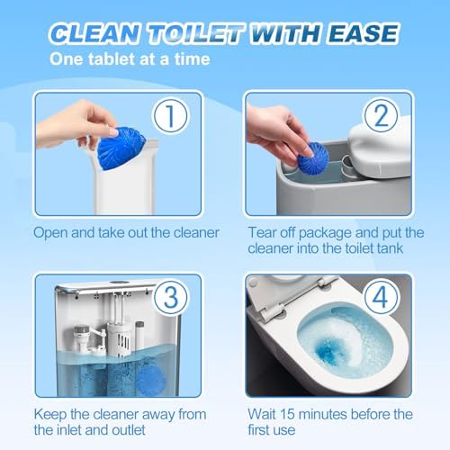 KIISIISO Toilet Bowl Cleaner Tablets,30 Pack, Auto Cleaning, Long-Lasting