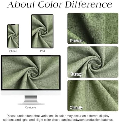 Naturoom Linen Shower Curtain 108x72 Inch for Bathroom Sage Green 1 Panel