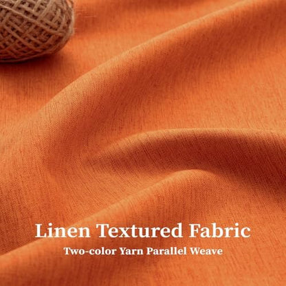 BTTN 72x78 Boho Scalloped Linen Textured Cloth Shower Curtain, Burnt Orange