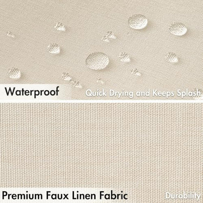 MIULEE 72 x 84 Extra Long Linen Shower Curtain Light Cream 12 Metal Hooks