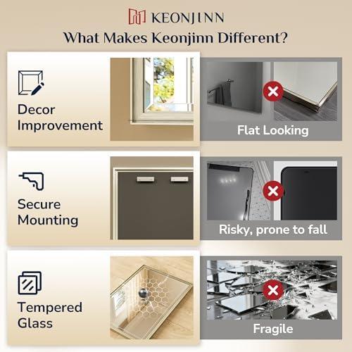 Keonjinn Brushed Nickel Bathroom Mirrors for Over Sink 24" x 30", Rectangle