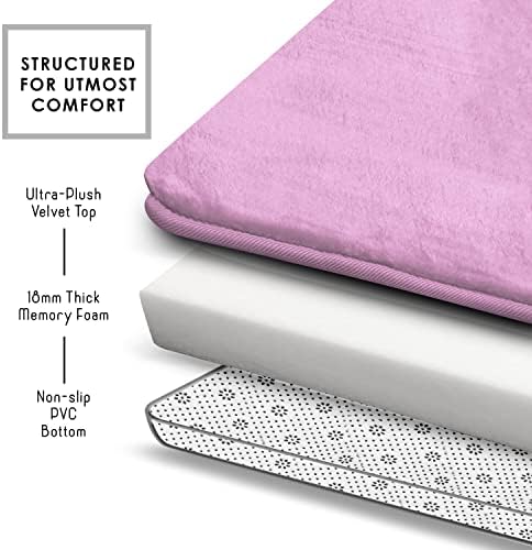 Clara Clark Bathroom Rug Set, 2 Piece Velvet Memory Foam Bath Mats with Non-Slip PVC Backing - Lavender Dream, Dries Quickly, Washable, Waterproof, Fade Resistant - 17x24 + 20x32 inches