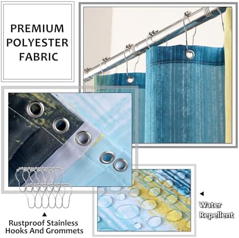 XLHOMO Bathroom Accessories Set - 25PC Bathroom Set with Shower Curtain and Rugs, Teal Blue Bathroom Set, Bathroom Accessory Set with Press-on Lid Trash Can, Soap Dispenser and Qtip Holders