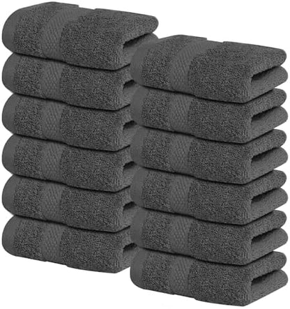 Infinitee Xclusives 100% Cotton Luxury Wash Cloths for Showering - 12 Pack