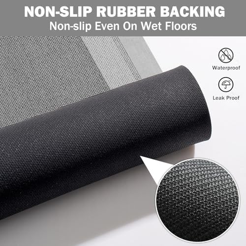 YDKGL Non Slip Bath Mat Thin Bathroom Rugs Fit Under Door Grey 16"x 24"