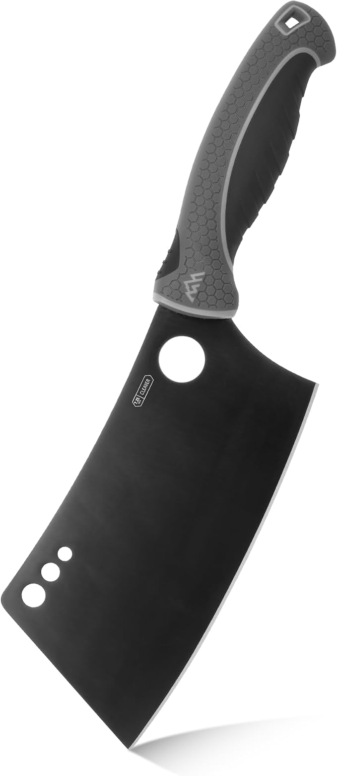 OUTDOOR EDGE ErgoMax Cleaver - Razor Sharp Meat Cleaver and Vegetable Kitchen Knife, Premium Titanium-Coated Steel Blades, Multipurpose Chef Knife for Home and Kitchen with Ergonomic Handle
