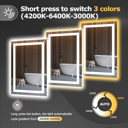 Hivone 36"X24" LED Bathroom Mirror with Lights, UL Listed