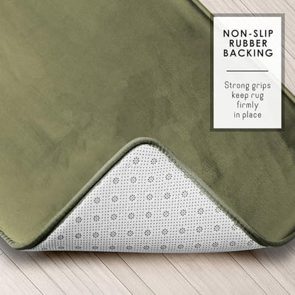 Clara Clark 2 Piece Bathroom Rugs, Velvet Memory Foam Bath Mat Set, Non-Slip Bath Rugs, Machine Wash, Dries Quickly, Ultra Soft Plush Bath Mats for Bathroom, 17 x 24 + Contour, Sage Green