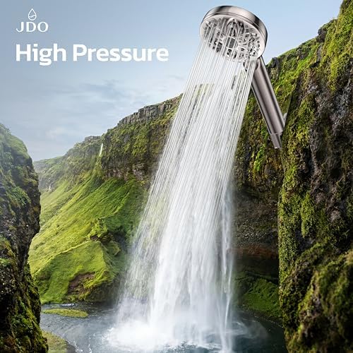 6-Setting Filtered Handheld Shower Head, JDO High Pressure Shower Head with Replaceable Filter Cartridge 4.7 Inch Detachable Showerhead for Chlorine Hard Water Removal 59 Inch Stainless Steel Hose
