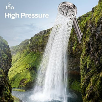 6-Setting Filtered Handheld Shower Head, JDO High Pressure Shower Head with Replaceable Filter Cartridge 4.7 Inch Detachable Showerhead for Chlorine Hard Water Removal 59 Inch Stainless Steel Hose