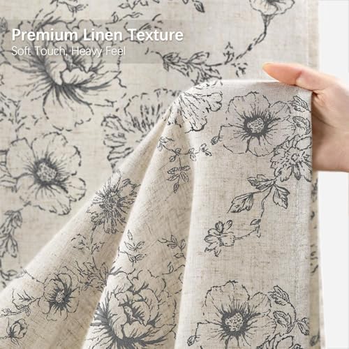 Farmhouse Floral Vintage Shower Curtain for Bathroom, Dark Grey