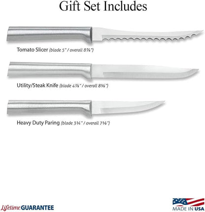 Rada Cutlery Cooking Essentials Gift Set (S49), 3-Piece Knife Set, Stainless Steel Blades, Silver Handle