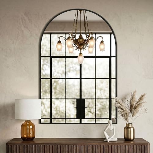 AMOISE Arched Bathroom Mirror for wall, 2Pack 36"x24" Vanity Mirror, Black